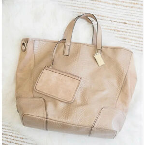 Coach Hadley F30963 XL Leather Embossed Python & Suede Tote + Matching‎ Wristlet